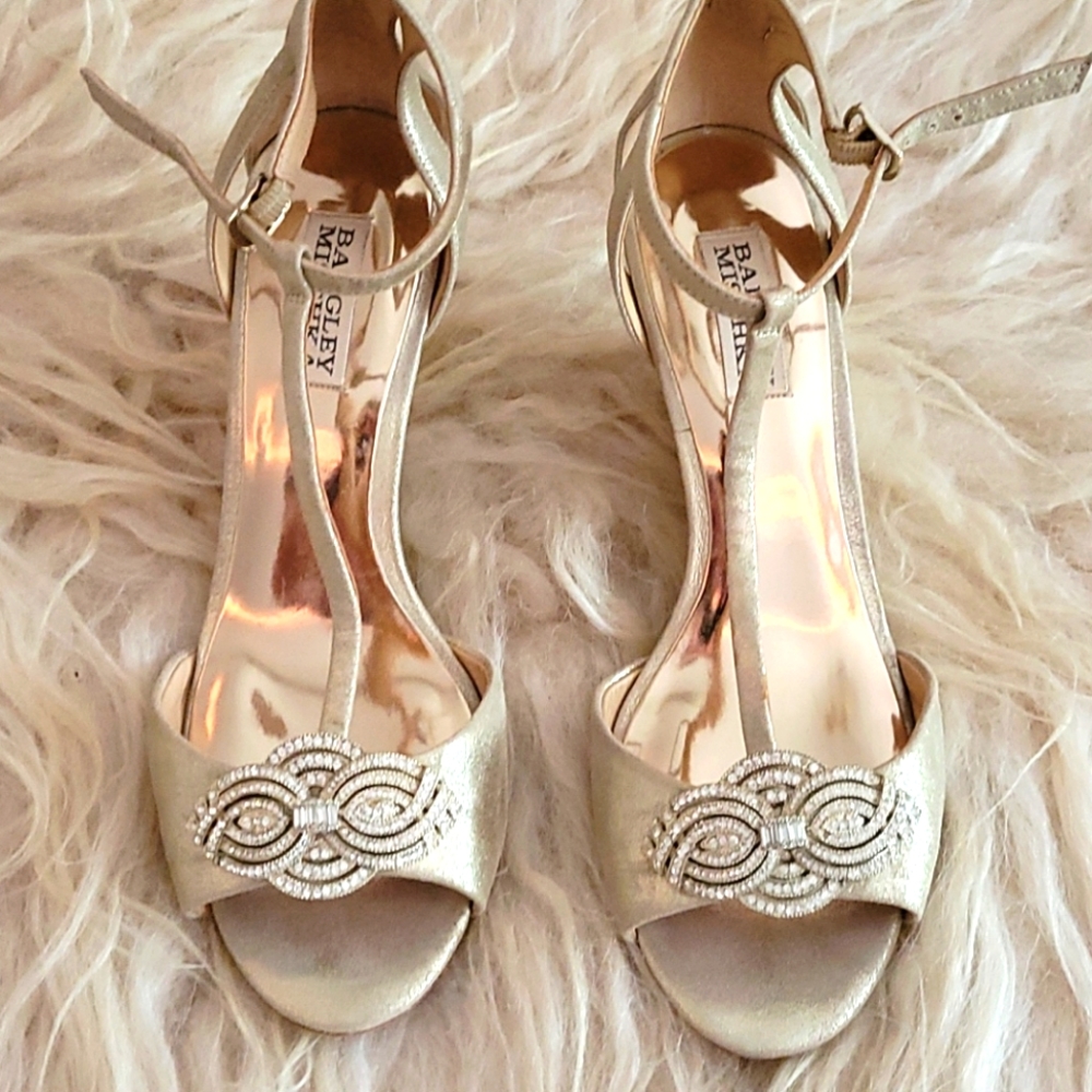 Badgley Mischka Gold Strappy Shoes